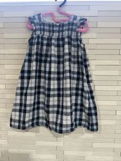 BeBe 花柄ワンピース ギンガムチェック フリル ノ－スリーブ 110