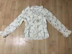 花柄 フリル 長袖ブラウス