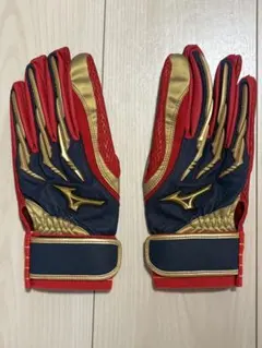 ミズノプロ　バッティング手袋 ・グローブ　24cm レッド/ゴールド/ネイビー