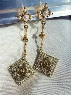 ゴールド パール クリスタル イヤリング　新品未使用