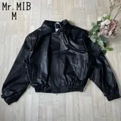 【Mr.MIB】新品　メンズ　PU合皮ジャンバー　シングルライダース　ブラックM