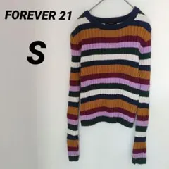 送料込❤FOREVER 21 【S】マルチカラーストライプセーター