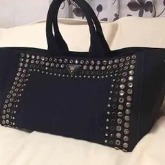 プラダ カナパ ビジュー付き 白タグあり