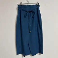 TONAL ダブルクロススリットタイトスカート　ウエストリボン付き　Mサイズのサムネイル