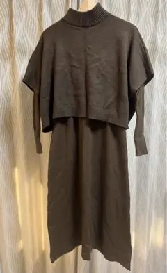 Bab バブ　ケープトップ　リブニットワンピース