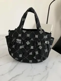 1001 黒デニムリメイクバック　ハンドメイド