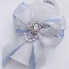 キンブレリボン ペンライトリボン 箔押し ブルー×ホワイト ★ハンドメイド