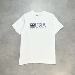 90s USA 刺繍 Tシャツ アメリカ製 ホワイト Mサイズ コットン 星条旗