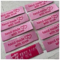 ＊布　タグ　刺繍　ピンクハート　10枚 handmade