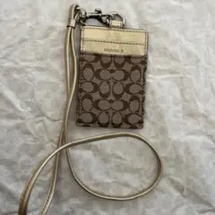 COACH パスケース・定期入れ ブラウン・ゴールド