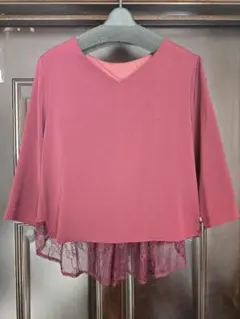 ロペピクニック★七分 ブラウス レース裾 バーガンディ