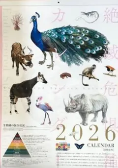 2026年 絶滅危惧種カレンダー 壁掛け