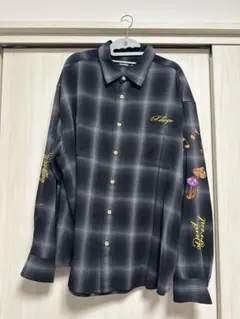 XLARGE オンブレチェック 刺繍 長袖シャツ