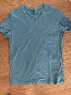 H&M 青 Vネック Tシャツ Lサイズ