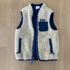 patagonia フリースベスト 4T ベージュ/ネイビー