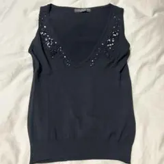 vierblättiges klee blatt 黒ノースリーブニット