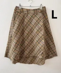 チェック柄 フレアスカート　巻きスカート