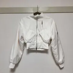 ショートブルゾン 白 レディース 短丈 ダブルジップ アウター 韓国 裏ファー