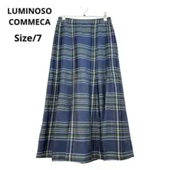 超美品 ルミノーゾコムサ チェックフレアスカート 7号 春夏 ロング丈 ミディ丈