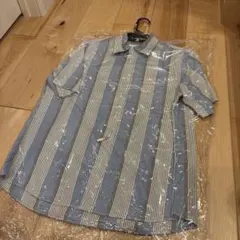 DOCLASSE 半袖シャツ M 青系ストライプ