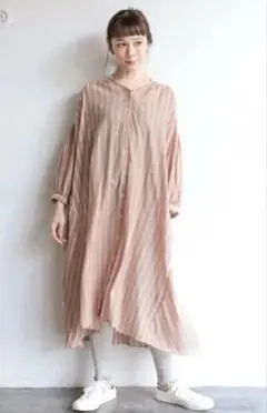 studio CLIP ストライプスキッパーシャツワンピース