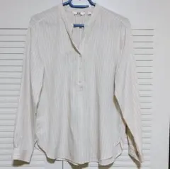 1/31 UNIQLO ストライプ 長袖シャツ M クリーム色　F99