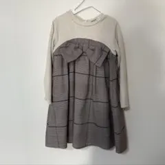 【新品未使用】petit main チェックリボンワンピース 120cm