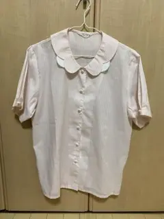ピンク ストライプ 半袖シャツ