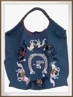 ボールチェーンスタイルエコバッグ おしゃれ刺繍 大容量 軽量防水