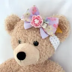 3way髪飾り　赤ちゃん　和装　お宮参り　お食い初め　薄紫　ラベンダー　リボン