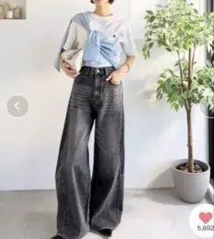 classicalelf カーブラインデニムパンツ（ワイド）　M