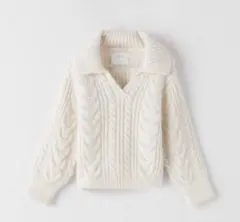 【ZARA】キッズ　ケーブル編み ニットセーター＊アイボリー