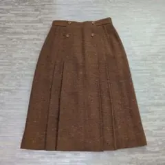 90s Vintage シルク混 プリーツトラッド ツイード風 昭和レトロ