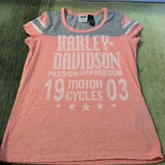 Harley-Davidson 半袖Tシャツ ピンク グレー S
