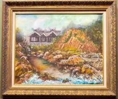 油絵・額縁セット F15号 アンティーク調 ゴールド 豪華 油彩画 風景画