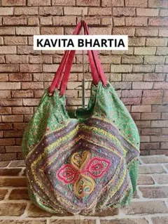 希少★KAVITA BHARTIA×ヌキテパ 刺繍トートバッグ インド製