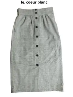 le. coeur blanc チェック柄 タイトスカート 38 ボタン 上品