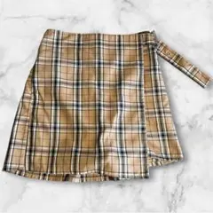 WEGO チェック柄ミニスカート ベージュ系