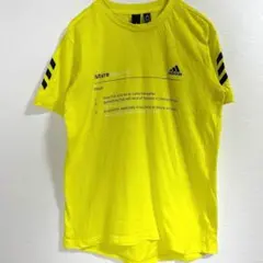 adidas キッズ Tシャツ 150cm 黄色 半袖 プリントロゴ ジュニア