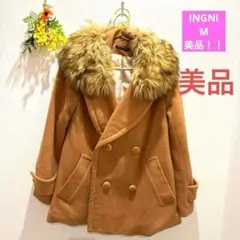 美品！イング　ファー付きダブルブレストコート　廃盤品