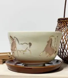 京焼　清水焼　宮地英香 干支茶碗 午年 馬 茶道具 お茶碗　抹茶椀