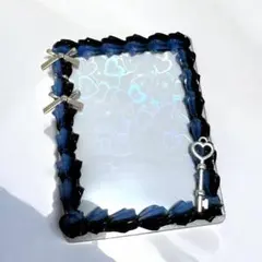 B8 トレカケース デコ 硬質ケース 推し活 ハンドメイド《ブラック青》