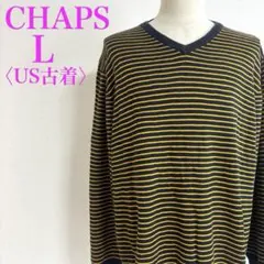 CHAPS チャップス　Vネック コットンニット ボーダー柄 US古着のサムネイル