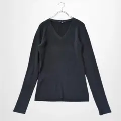 ギャップ Vネックリブニット 長袖 黒 着回し 無地 スリムフィット 洗える