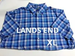 LANDS'ENDボタンダウン　メンズチェックシャツXL