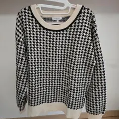 GLOBAL WORK ハウンドトゥースニット M　千鳥柄