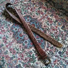 POLO RALPH LAUREN レザーメッシュ編み込みベルト ブラウン色