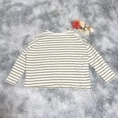 ショコラフィネローブ (F) コットン ボーダー 長袖カットソー ゆるシルエット