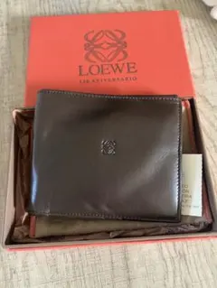 保管品　ロエベ　二つ折り財布　ブラウン　小銭入れ無しのサムネイル
