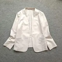 【美品】THE SUIT COMPANY ノーカラージャケット アイボリー38